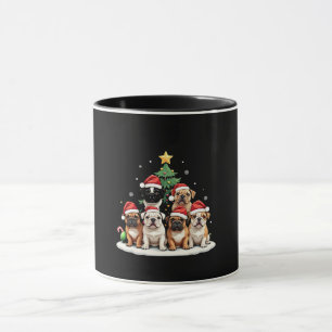 Bulldog Christmas Tree Santa Hat Puppy Lovers Mug
