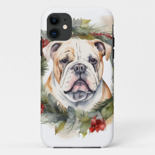 Bulldog Christmas Wreath Festive Pup  iPhone 11 Case