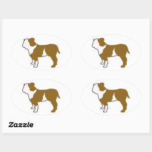 Bulldog Colour Silhouette Oval Sticker