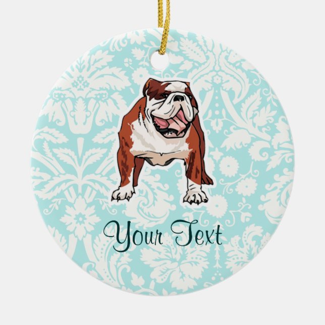 Bulldog; Cute Ceramic Tree Decoration (Front)