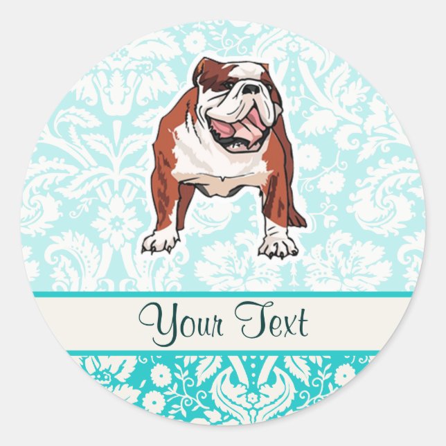 Bulldog; Cute Classic Round Sticker (Front)