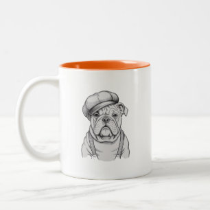 bulldog, cute funny lover life dog pet dad mom Two-Tone coffee mug