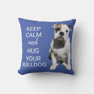 Bulldog Cute Keep Calm Blue  Cushion
