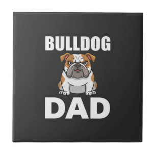 Bulldog Dad Cartoon Dog Lover Ceramic Tile