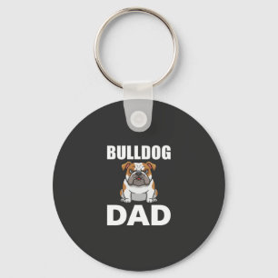 Bulldog Dad Cartoon Dog Lover Key Ring