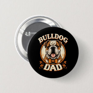 Bulldog Dad – Cute Vintage Bulldog Father’s Day 6 Cm Round Badge