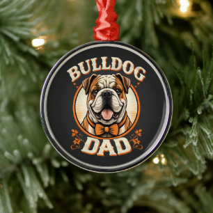 Bulldog Dad – Cute Vintage Bulldog Father’s Day Metal Ornament