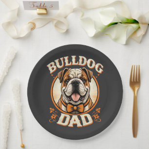 Bulldog Dad – Cute Vintage Bulldog Father’s Day Paper Plate