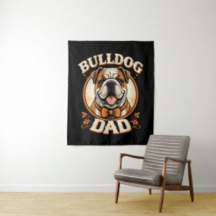 Bulldog Dad – Cute Vintage Bulldog Father’s Day Tapestry