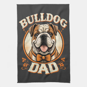 bulldog dad – cute vintage bulldog father’s day tea towel