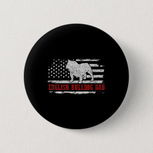 Bulldog Dad Distressed American Flag Patriotic Dog 6 Cm Round Badge