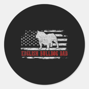Bulldog Dad Distressed American Flag Patriotic Dog Classic Round Sticker
