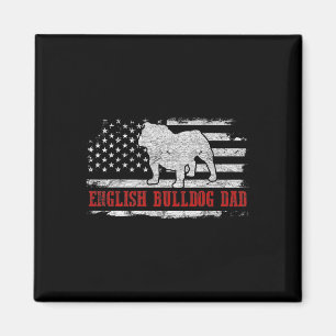 Bulldog Dad Distressed American Flag Patriotic Dog Magnet