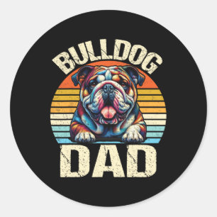 Bulldog Dad Dog Lovers Daddy Father's Day  Classic Round Sticker