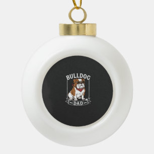 Bulldog Dad Dog Sunglasses Bandanna Ceramic Ball Christmas Ornament