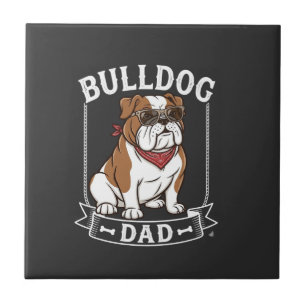 Bulldog Dad Dog Sunglasses Bandanna Ceramic Tile