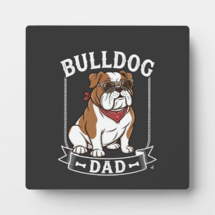 Bulldog Dad Dog Sunglasses Bandanna Plaque