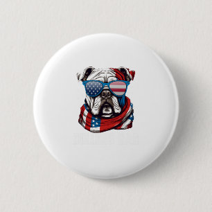Bulldog Dad Usa Flag 4th Of July Dog Father 6 Cm Round Badge