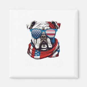 Bulldog Dad Usa Flag 4th Of July Dog Father Magnet