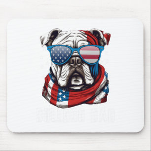 Bulldog Dad Usa Flag 4th Of July Dog Father  Mouse Pad