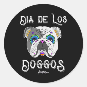 Bulldog Day Of The Dead Sugar Skull Halloween  Classic Round Sticker
