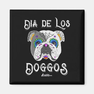 Bulldog Day Of The Dead Sugar Skull Halloween  Magnet