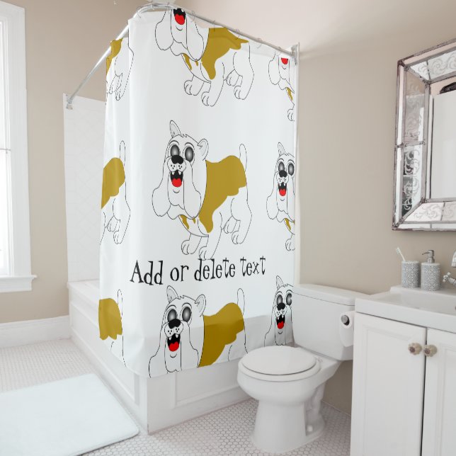 Bulldog Design Shower Curtain (In Situ)