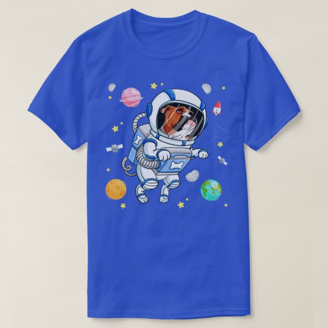 Bulldog Dog Astronaut In Space Galaxy Girls Boys K T-Shirt (Design Front)