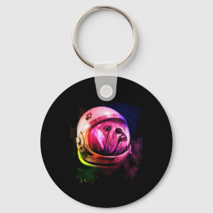 Bulldog Dog Astronaut Spacemen  Key Ring
