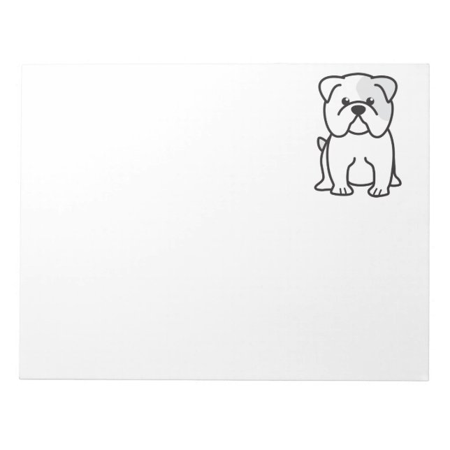 Bulldog Dog Cartoon Notepad (Front)