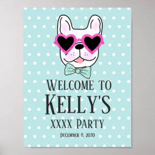 bulldog, dog, doggie, pet, welcome sign