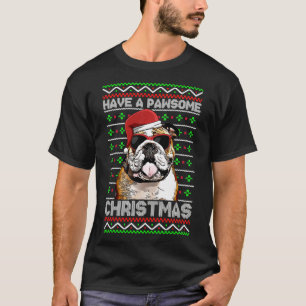 Bulldog Dog Funny Pawsome Christmas T-Shirt