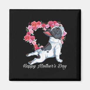 Bulldog Dog Heart Floral Happy Mother's Day Gifts Magnet