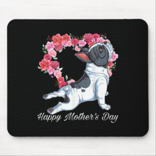 Bulldog Dog Heart Floral Happy Mother's Day Gifts Mouse Pad