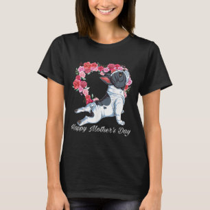 Bulldog Dog Heart Floral Happy Mother's Day Gifts  T-Shirt