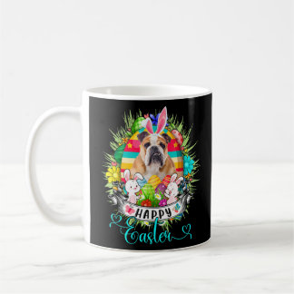 Bulldog Dog In Easter Eggs Basket Bunnies Happy Ea Coffee Mug
