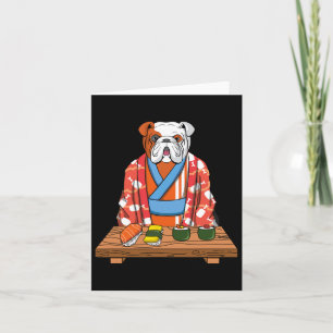 Bulldog Dog Kimono Kawaii Japanese Foodie Sushi Card