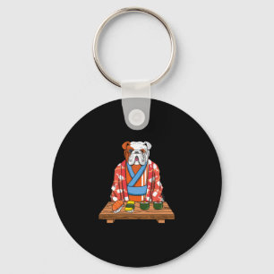 Bulldog Dog Kimono Kawaii Japanese Foodie Sushi  Key Ring