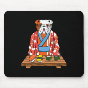Bulldog Dog Kimono Kawaii Japanese Foodie Sushi  Mouse Pad