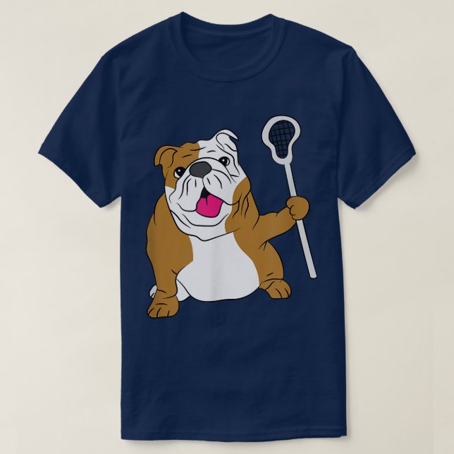 Bulldog Dog Lacrosse Design LAX Dad  T-Shirt (Design Front)
