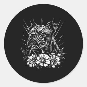 Bulldog Dog Lover Retro Style Tattoo _1  Classic Round Sticker