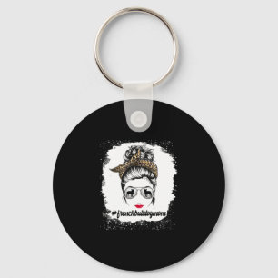 Bulldog Dog Mum Bleached Messy Bun Leopard Women  Key Ring
