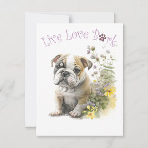 Bulldog Dog Mum Floral Card