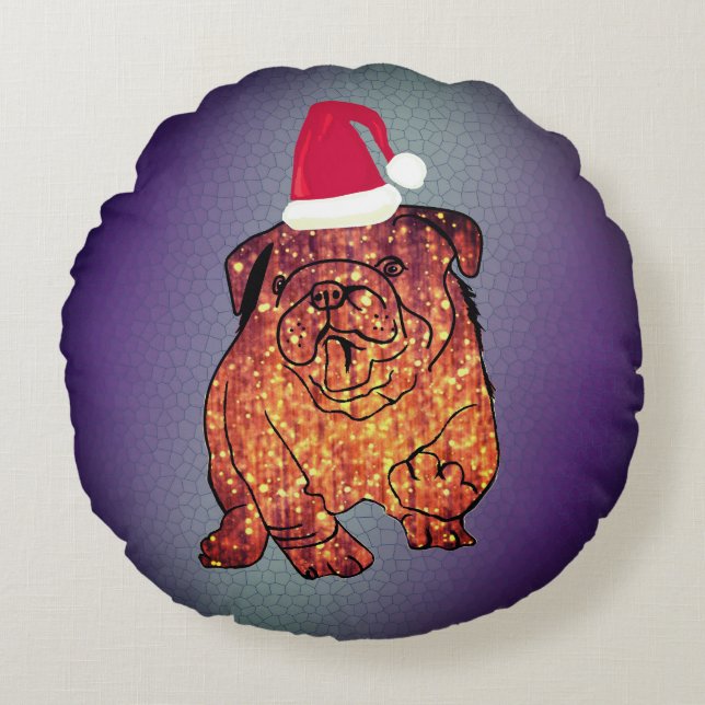 Bulldog, Dog  New Year Round cushion (Front)