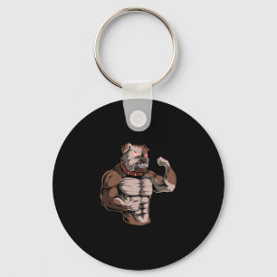 Bulldog Dog Powerlifter Strongman Weightlifting Gy Key Ring