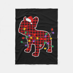 Bulldog Dog Santa Hat Christmas Pyjamas Xmas Light Fleece Blanket