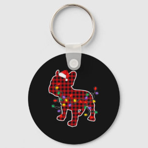 Bulldog Dog Santa Hat Christmas Pyjamas Xmas Light Key Ring