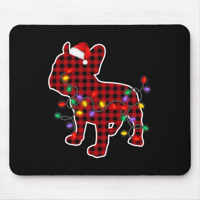 Bulldog Dog Santa Hat Christmas Pyjamas Xmas Light Mouse Pad (Front)