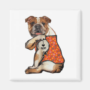 Bulldog Dog Tattoo I Love Mum Flower Mothers Day _ Magnet