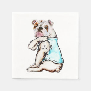 bulldog dog tattoo i love mum mors day lover  napkin